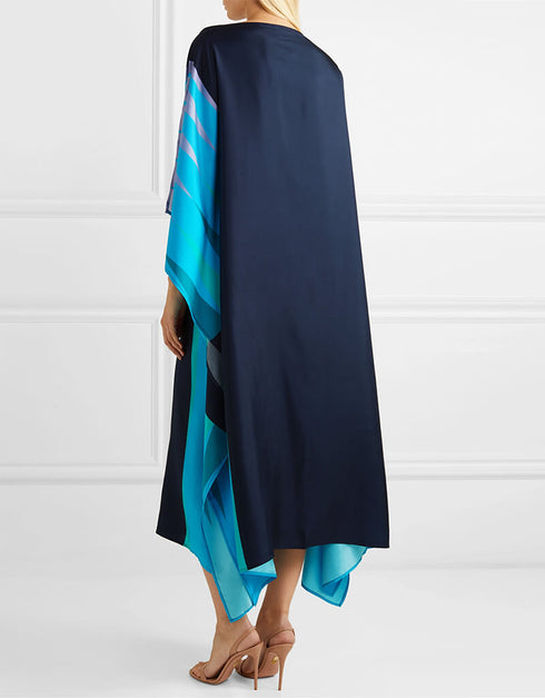 Blue Latest Soft Silk Crepe Kaftan designer kaftan
